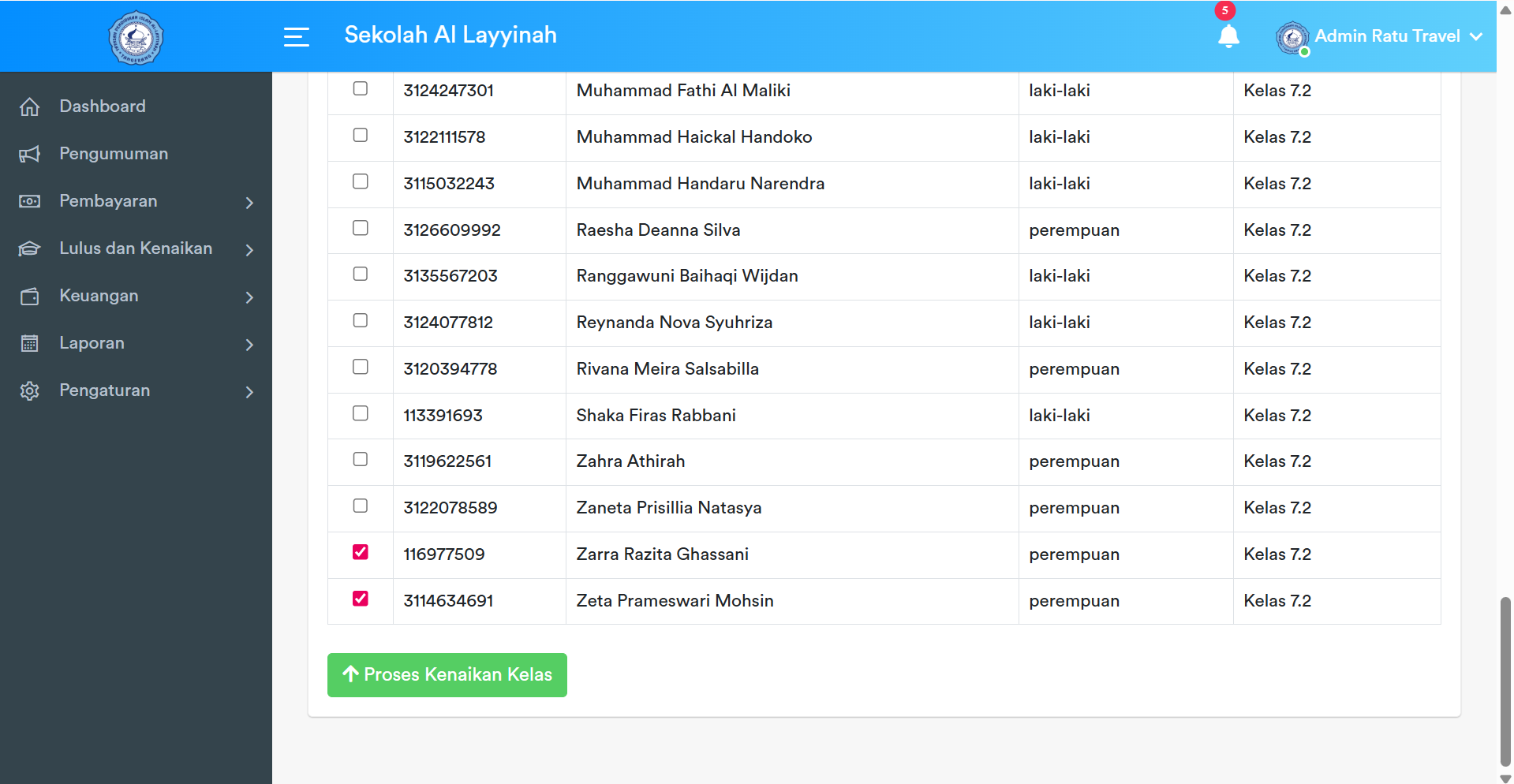 Button Proses Kenaikan Kelas