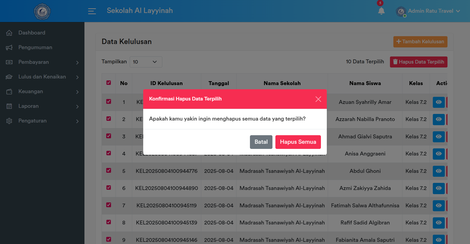 Konfirmasi Hapus Massal