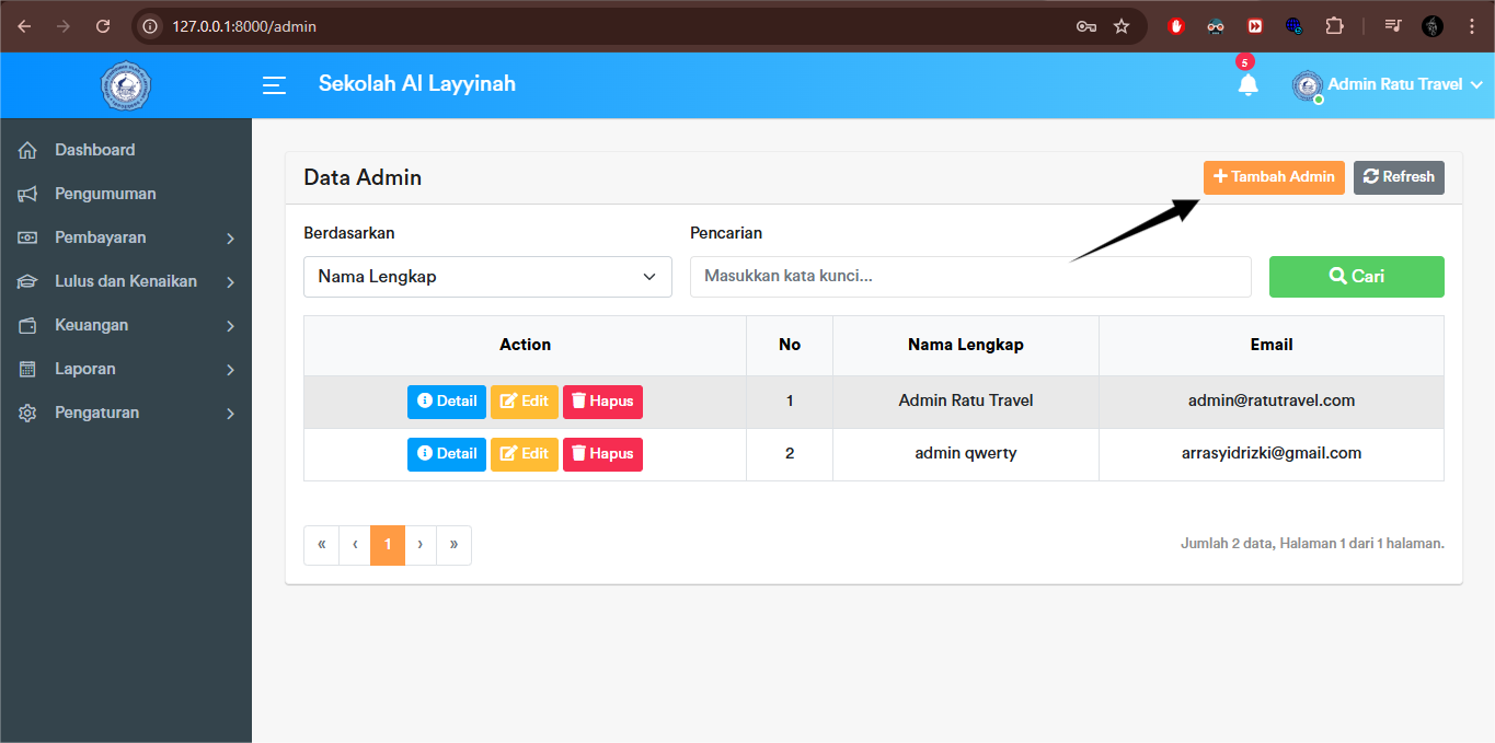 Admin - Create Button