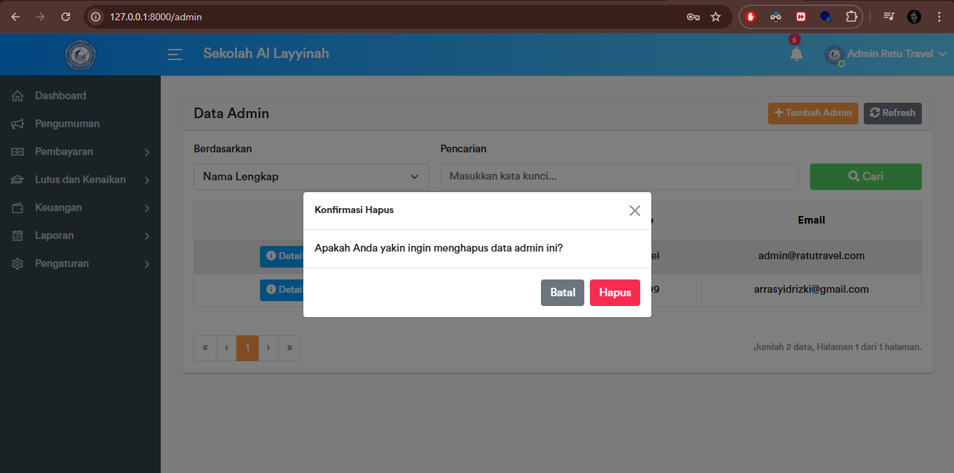 Admin - Delete Alert