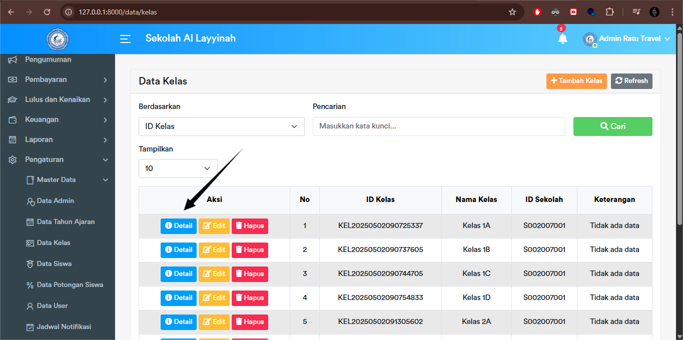 Kelas - Detail Button