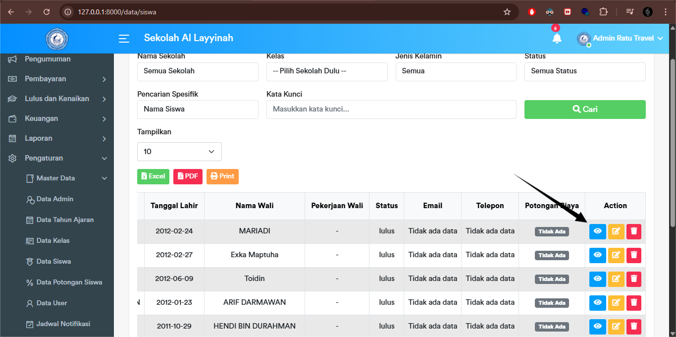 Siswa - Detail Button