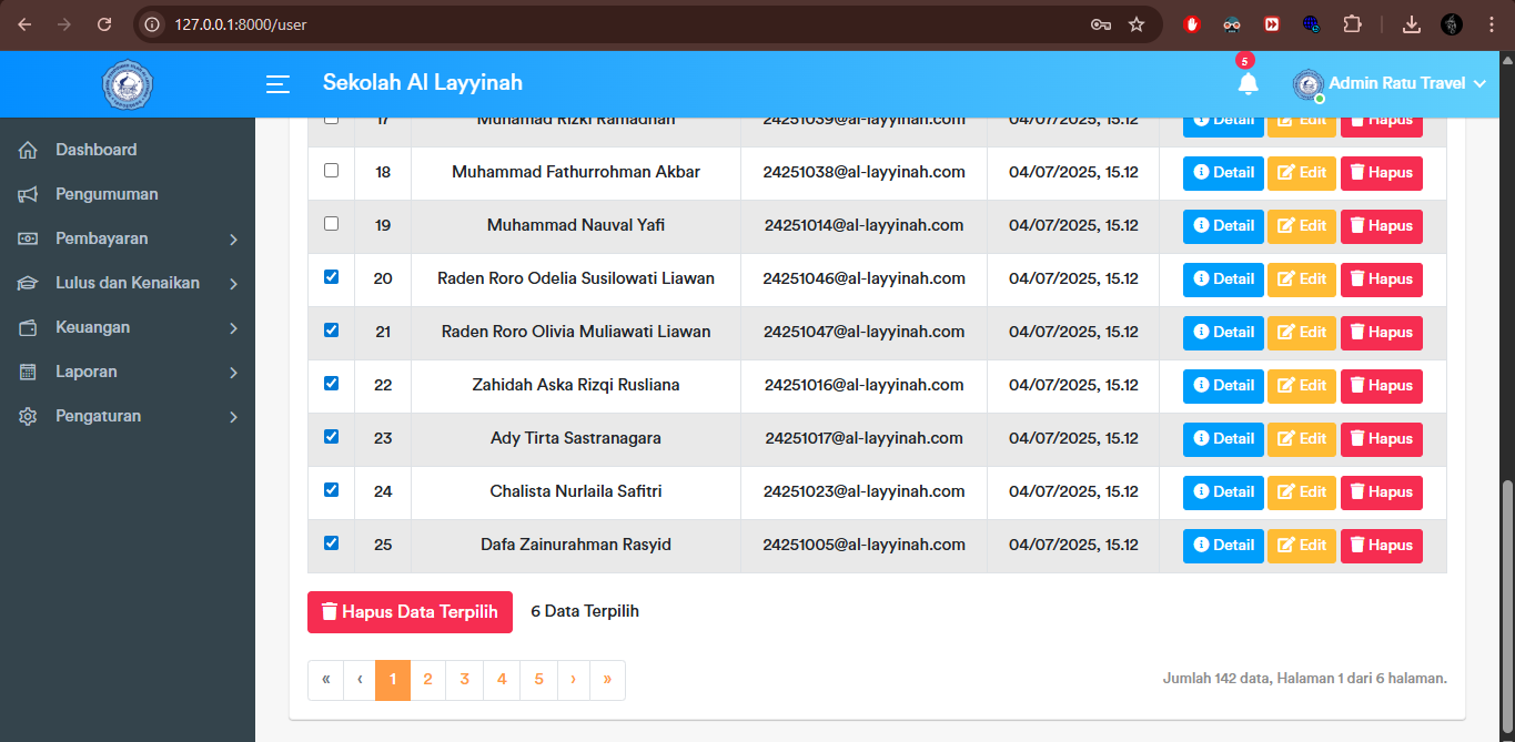 User - Delete Massal
