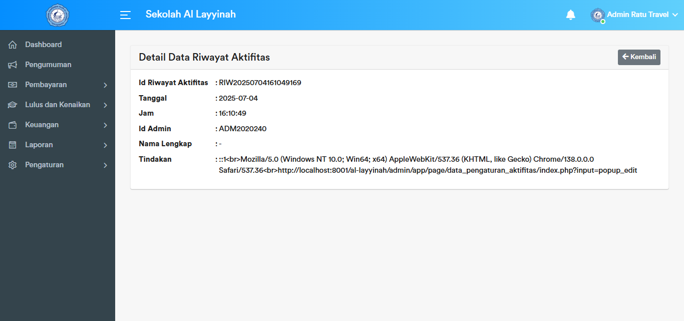 Detail Riwayat Aktifitas