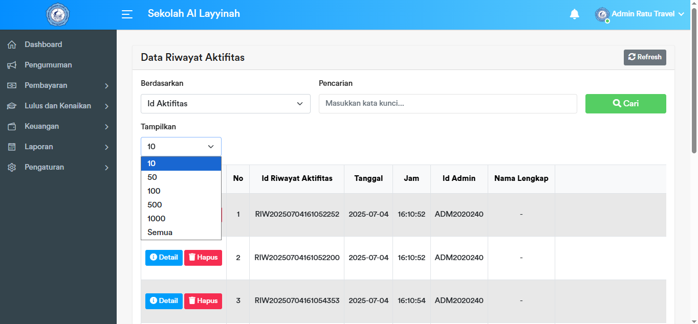 Dropdown Tampilkan Data